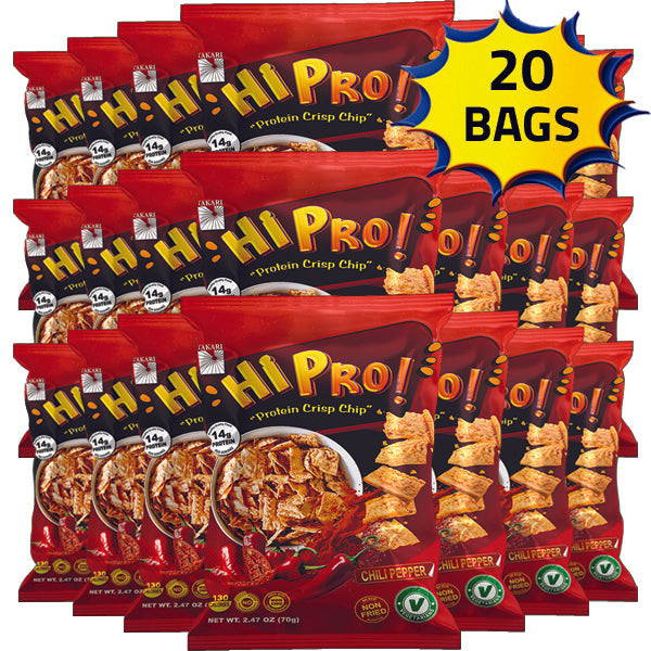 Variety of Takari Hi Pro Protein Crisp Chips bags displayed on a kitchen counter.