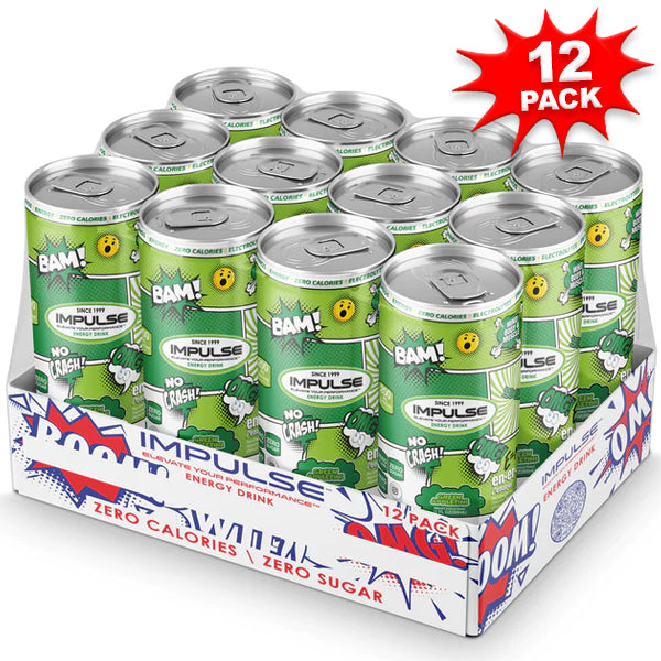 Impulse Performance Energy Drink can in a hand, perfect for on-the-go hydration and energy.