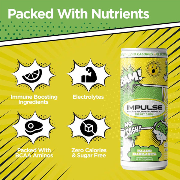 Impulse Performance Energy Drink can in a hand, perfect for on-the-go hydration and energy.