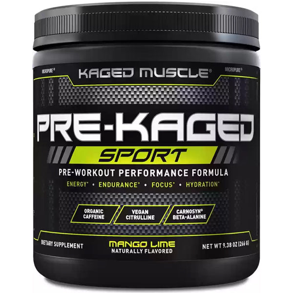 Kaged Muscle Performance Boost Pre-Workout in a scoop, showcasing its fine powder texture for easy mixing.