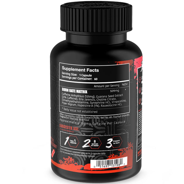 Close-up of thermogenic fat burner capsules on a white background