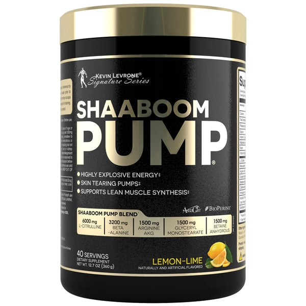 Levrone Shaaboom Pump container showcasing its vibrant label and design