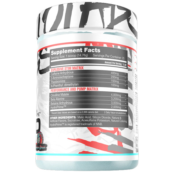 A scoop of Kilo Labs Hybrid Training Booster in water, illustrating the pre workout mix before an intense workout