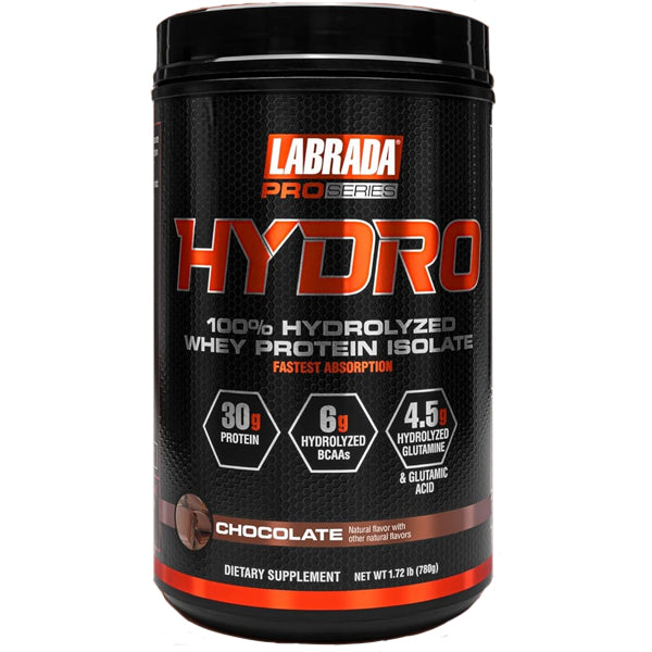 Pro Series Hydro Whey Protein Isolate packaging showcasing its muscle recovery benefits.