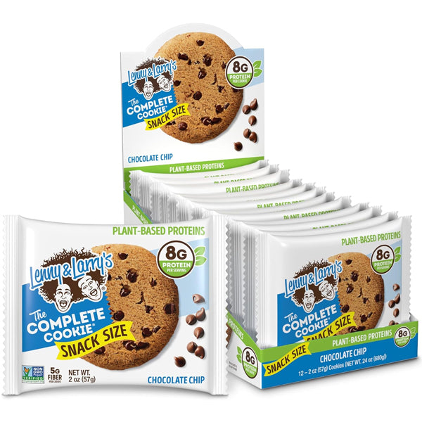 Close-up of Lenny & Larry's vegan protein cookie showing soft texture and rich ingredients