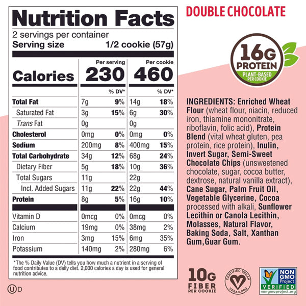 Lenny & Larrys Complete Vegan Cookies displayed on a kitchen counter, highlighting their plant-based ingredients.