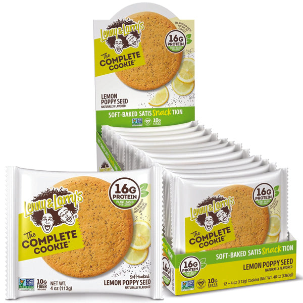 Lenny & Larrys Complete Vegan Protein Cookies in a gym bag, perfect for athletes looking for healthy snacks.