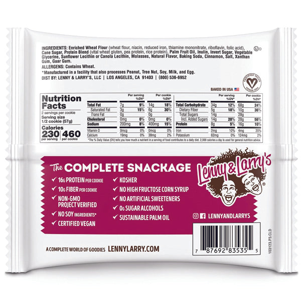 Lenny & Larrys Complete Vegan Protein Cookies in a gym bag, perfect for athletes looking for healthy snacks.