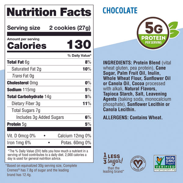 Lenny & Larrys Complete Cremes cookies on a plate, perfect for a healthy snack or dessert.