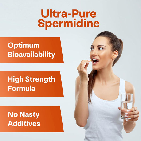 Close-up of Spermidine Essentials capsules showcasing their quality and purity.