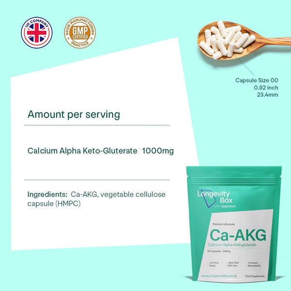 Lifestyle image showing user holding AKG supplement near morning smoothie for metabolism boost.