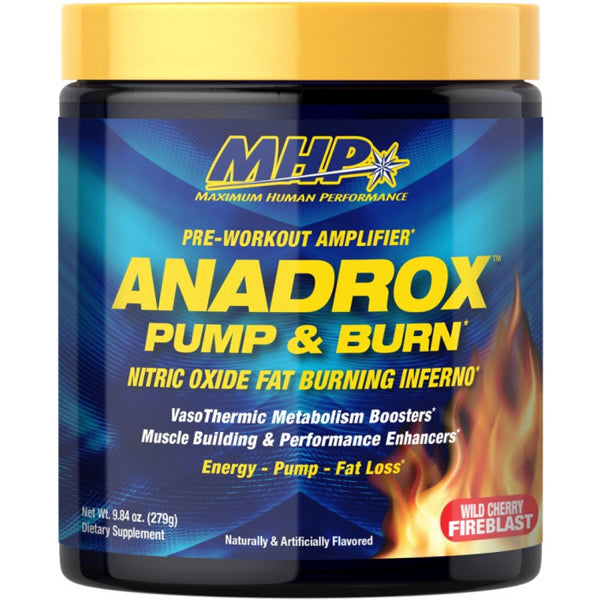 Anadrox Elite Pump & Burn powder in a shaker, perfect for energy and fat burning.