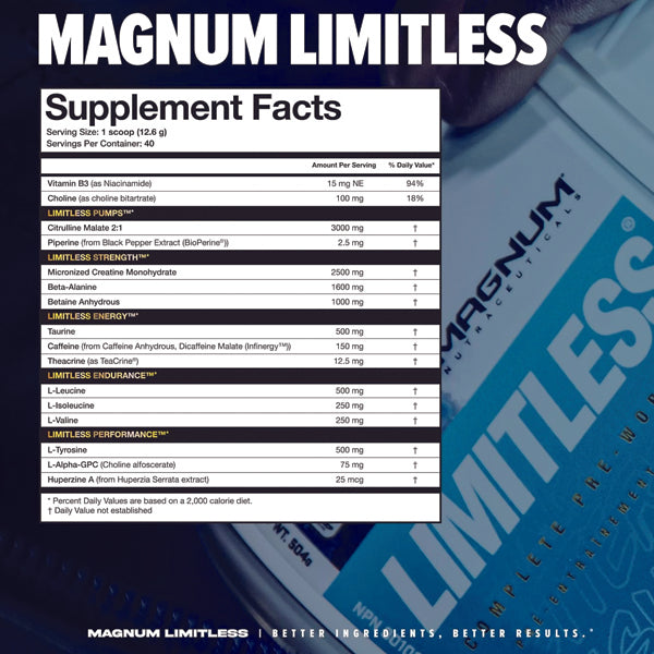 Close-up of Limitless Performance Pre-Workout powder, highlighting its clean, vegan ingredients.