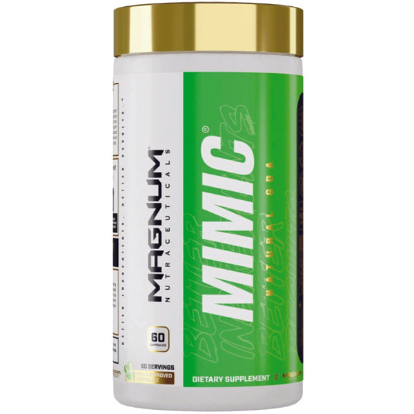 MimicFuel bottle angled on gym bench highlighting top rated muscle recovery capsules