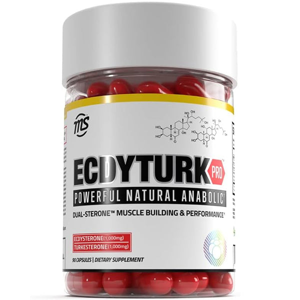 EcdyTurk PRO Anabolic Strength Capsules on a gym table, showcasing the powerful formula for muscle growth.