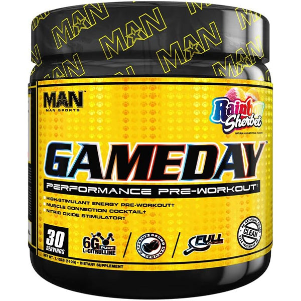 Game Day Elite Pre-Workout in a shaker bottle, showcasing its vibrant color and texture.