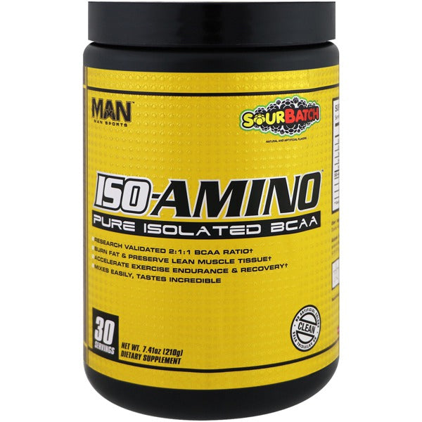Iso-Amino BCAA powder in a shaker, ideal for workouts.