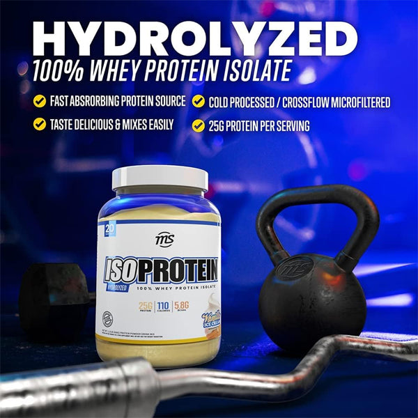 Athlete mixing whey protein isolate for post-workout
