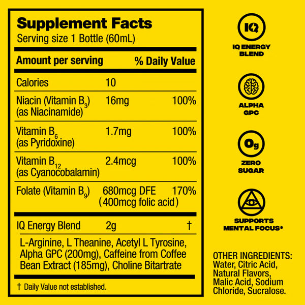 Matador energy shot bottle with natural caffeine and vitamins for productivity.