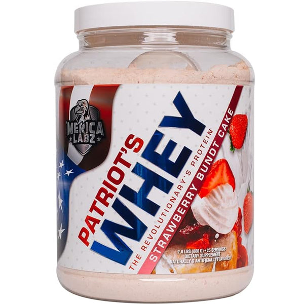 A scoop of Patriot’s Whey mixed into a protein shake, emphasizing taste and texture.