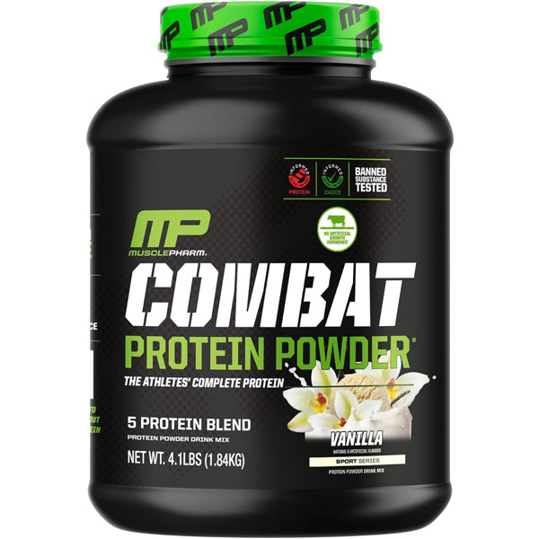 Combat Whey Protein Powder in a shaker for a top-rated post workout protein shake.