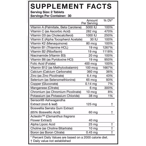 MusclePharm Essentials Multivitamins tablets showing the product front view.