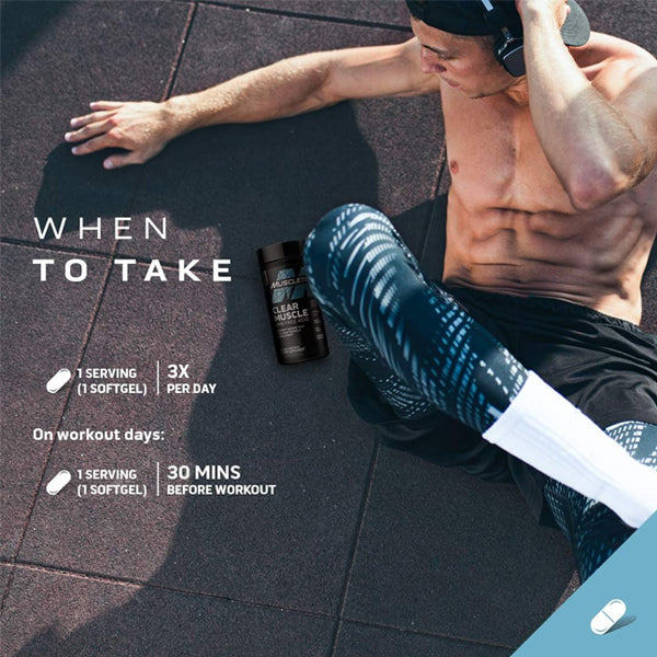 Close-up of MuscleTech softgels showcasing their advanced ingredients for protein synthesis.