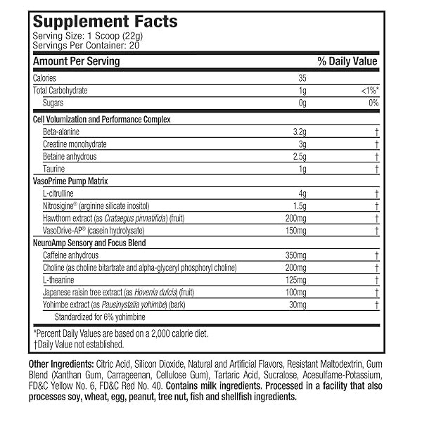 Close-up of Vapor Surge label highlighting L-citrulline malate and nitric oxide boosters