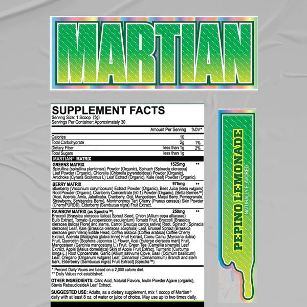 Martian Rainbow Superfood Blend in a well-lit kitchen setting, emphasizing its natural ingredients.