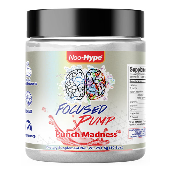 A gym enthusiast enjoying a workout session with the HypeFocus Pump pre-workout, showcasing muscle pump and focus.