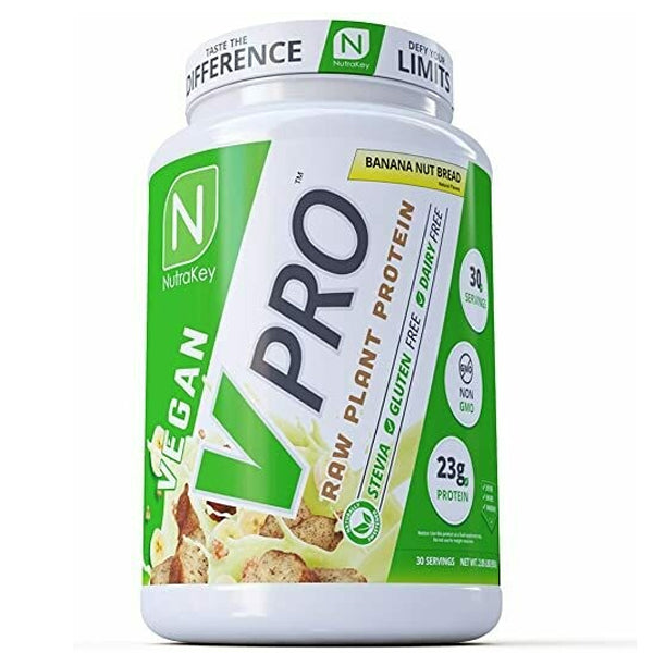 Scoop of V Pro Complete Plant Protein Blend mixed in a smoothie for a nutritious boost.