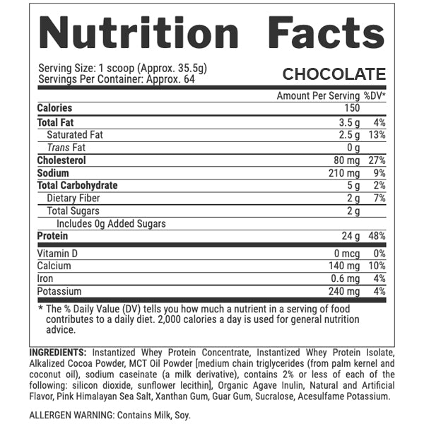 Container of Nutrex whey protein supplement highlighting the 5lbs size and premium quality