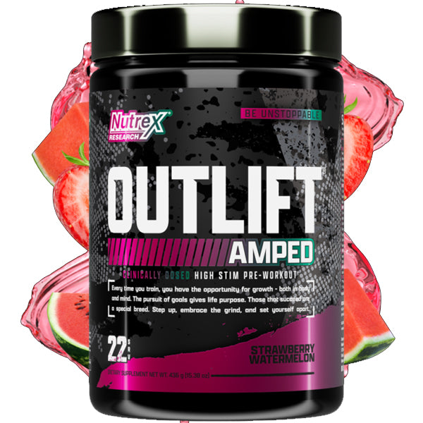 Nutrex Outlift Amped being mixed in a shaker bottle, highlighting its easy preparation for workouts.