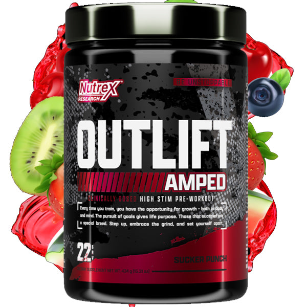 Athlete using Nutrex Outlift Amped during an intense training session, demonstrating its effectiveness.