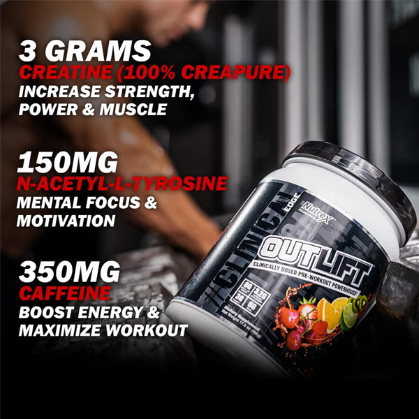 Athlete preparing to use Nutrex Outlift pre-workout before intense training