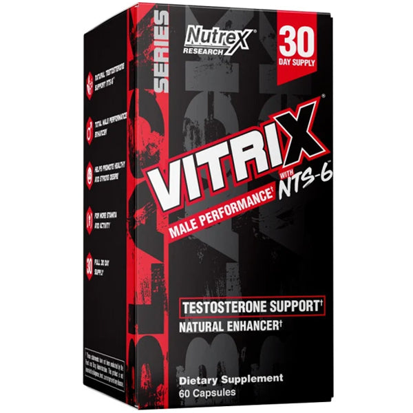 VITRIX Natural Testosterone Booster capsules showcasing the 30-day supply.