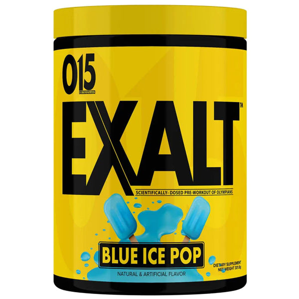 Athlete drinking O15 Exalt energy supplement before workout