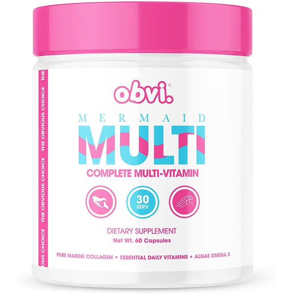Mermaid Complete Women's Multi-Vitamins capsules in a vibrant setting, showcasing their beauty-enhancing formula.