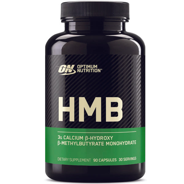 Optimum Nutrition HMB Capsules on a gym bench for muscle recovery