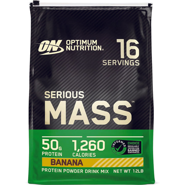 Serious Mass Protein Powder in a shaker, ideal for post-workout recovery and bulking.