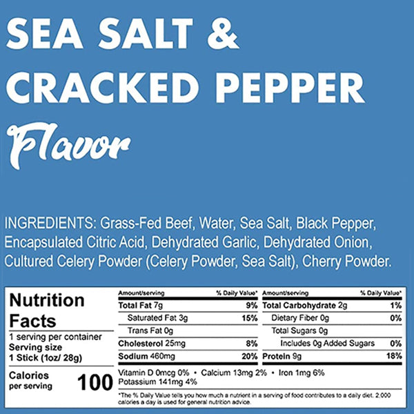 Close-up of grass-fed beef snack sticks highlighting high-quality ingredients