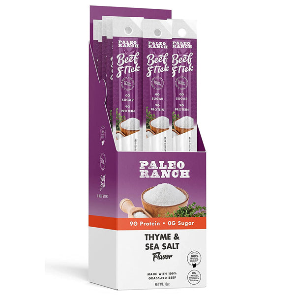 Close-up of grass-fed beef snack sticks highlighting high-quality ingredients