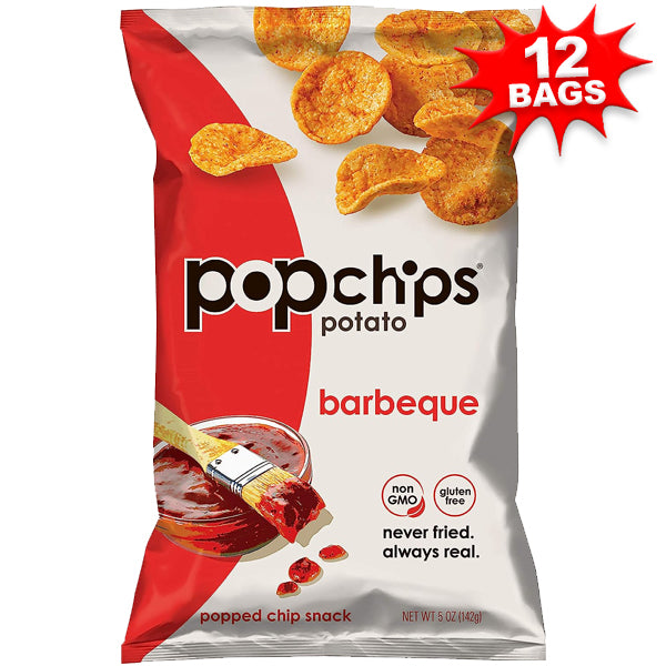 Close-up of crispy Popchips popped potato snack with seasoning, ideal for healthy snacking
