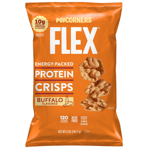 A close-up of Flex Protein Crisps, highlighting their crunchy texture and flavor variety.