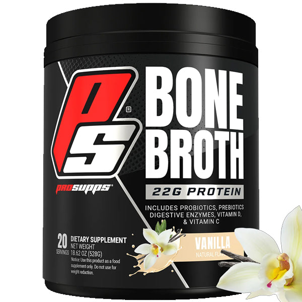 Healthy smoothie with added bone broth protein for gut health