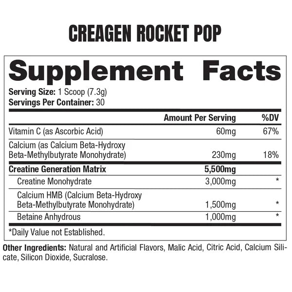 CreaGEN Elite Creatine Matrix showcasing its packaging and nutrition facts.