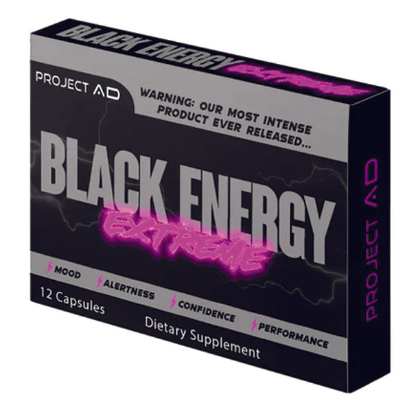 Black Energy Extreme capsules showcasing their sleek design and packaging, perfect for athletes seeking a focus supplement.