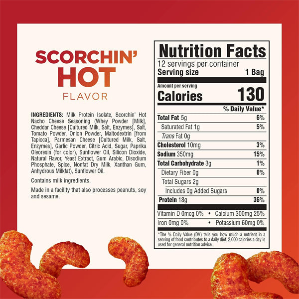 A hand holding Protein Crunch Puffs bag, highlighting its gluten-free label.