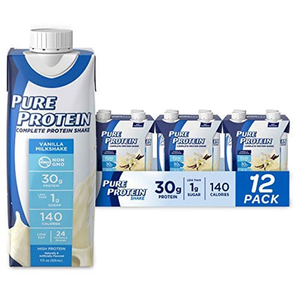 Close-up of Pure Protein Complete Shake, showcasing its creamy texture and rich flavor, ideal for post-workout nutrition.