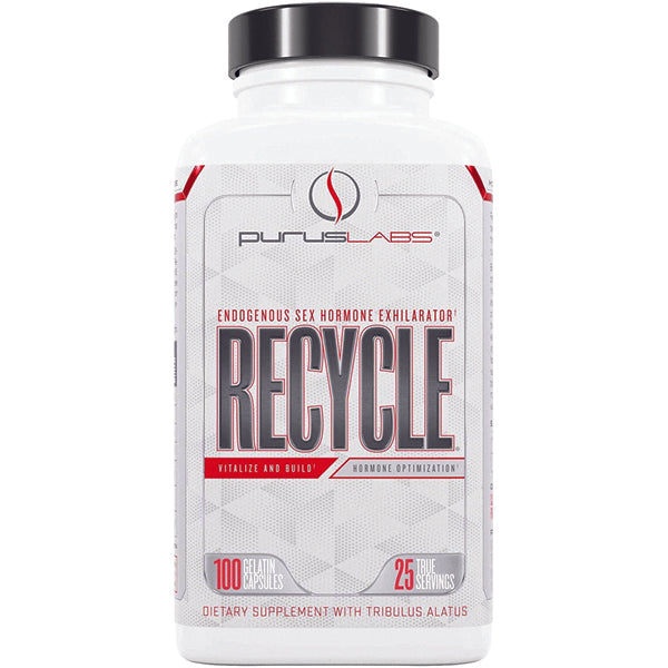 Purus Labs Recycle capsules showcasing natural herbal ingredients for testosterone support